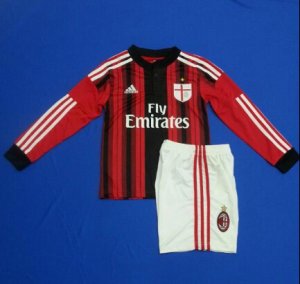 Kids AC Milan 14/15 Long Sleeve Home Soccer Kit(Shirt+Shorts)