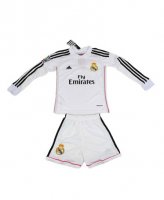 Kids Real Madrid 14/15 Long Sleeve Home Soccer Kit(Shirt+Shorts)