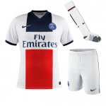 13-14 PSG Away White Soccer Jersey Whole Kit(Shirt+Shorts+Socks)