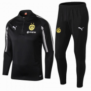 2018-19 Dortmund 1/4 Zip Tracksuits Black and Pants