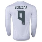 Real Madrid LS Home Soccer Jersey 2015-16 BENZEMA #9