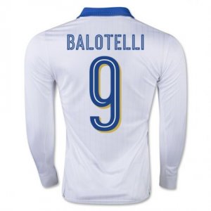 Italy Away Soccer Jersey 2016 9 Balotelli LS