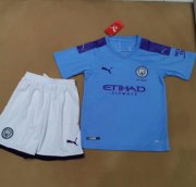 Children Manchester City Home Soccer Suits 2019/20 Shirt and Shorts