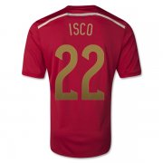 2014 Spain #22 ISCO Home Red Jersey Shirt