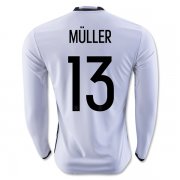 Germany Home Soccer Jersey 2016 MULLER #13 LS
