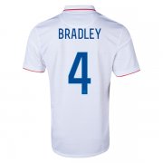 2014 USA #4 BRADLEY Home White Soccer Jersey Shirt
