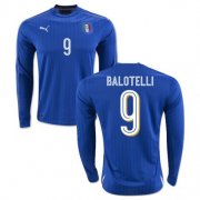 Italy Home Soccer Jersey 2016 9 Balotelli LS