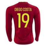 Spain Home Soccer Jersey 2016 DIEGO COSTA #19 LS