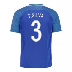 Brazil Away Soccer Jersey 2016 T.Silva 3