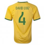 2014 Brazil #4 DAVID LUIZ Home Yellow Jersey Shirt