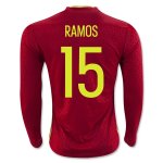 Spain Home Soccer Jersey 2016 RAMOS #15 LS