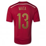 2014 Spain #13 MATA Home Red Jersey Shirt