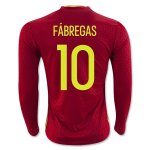 Spain Home Soccer Jersey 2016 FABREGAS #10 LS