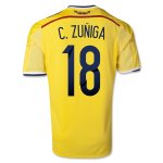2014 Colombia #18 ZUNIGA Home Yellow Jersey Shirt