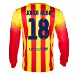 13-14 Barcelona #18 Jordi Alba Away Long Sleeve Soccer Jersey Shirt