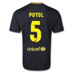 13-14 Barcelona #5 PUYOL Away Black Soccer Jersey Shirt