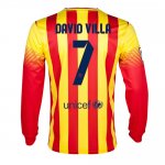 13-14 Barcelona #7 David Villa Away Long Sleeve Soccer Jersey Shirt