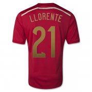 2014 Spain #21 LLORENTE Home Red Jersey Shirt