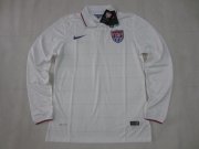 2014 World Cup USA Home Long Sleeve White Soccer Jersey