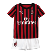 19-20 AC Milan Home Black&Red Children's Jerseys Kit(Shirt+Short)