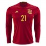 Spain Home Soccer Jersey 2016 SILVA #21 LS