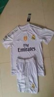 Kids Real Madrid Home Soccer Kit With Champion Patch 2015-16(Shirt+Shorts)