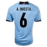 2012 Spain #6 A. Iniesta Blue Away Soccer Jersey Shirt