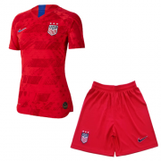 2019 World Cup USA Away Red Women's Jerseys Kit(Shirt+Short)