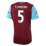 West Ham Home Soccer Jersey 2015-16 TOMKINS #5