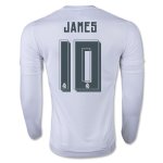 Real Madrid LS Home Soccer Jersey 2015-16 JAMES #10