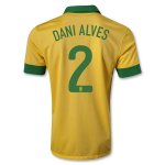 13/14 Brazil #2 DANI ALVES Yellow Home Jersey Shirt
