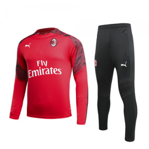 AC Milan Red Zipper Sweat Shirt Kit 19/20 (Top+Trouser)