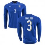 Italy Home Soccer Jersey 2016 3 Maldini LS