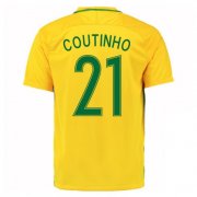 Brazil Home Soccer Jersey 2016/17 Coutinho 21