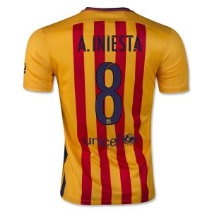 Barcelona Away Soccer Jersey Yellow 2015-16 A. INIESTA 8