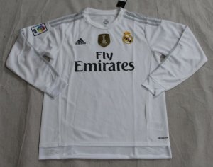 Real Madrid Home Soccer Jersey LS With WC Champion 2015-16