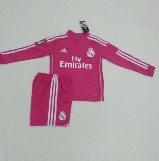 Kids Real Madrid 14/15 Long Sleeve Away Soccer Kit(Shirt+Shorts)