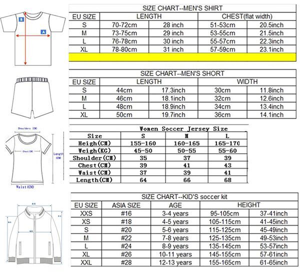 Kids Jersey Size Chart