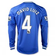 13-14 Chelsea #4 DAVID LUIZ Home Long Sleeve Jersey Shirt