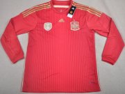 2014 Spain Home Red Long Sleeve Jersey Shirt