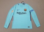 Barcelona Away Soccer Jersey Shirt 2017/18 LS Blue
