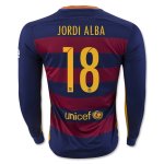 Barcelona LS Home 2015-16 JORDI ALBA #18 Soccer Jersey