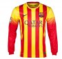 13-14 Barcelona #7 David Villa Away Long Sleeve Soccer Jersey Shirt