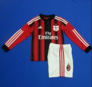 Kids AC Milan 14/15 Long Sleeve Home Soccer Kit(Shirt+Shorts)