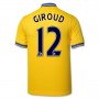 13-14 Arsenal #12 Giroud Away Yellow Jersey Shirt