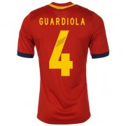 2013 Spain #4 Guardiola Red Home Soccer Jersey Shirt