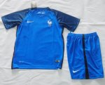 Kids France Home Soccer Jersey 2016 Euro With Shorts