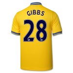 13-14 Arsenal #28 Gibbs Away Yellow Jersey Shirt