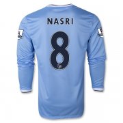 13-14 Manchester City #8 NASRI Home Long Sleeve Jersey Shirt