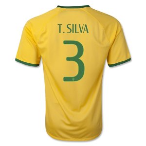 2014 Brazil #3 T.SILVA Home Yellow Jersey Shirt